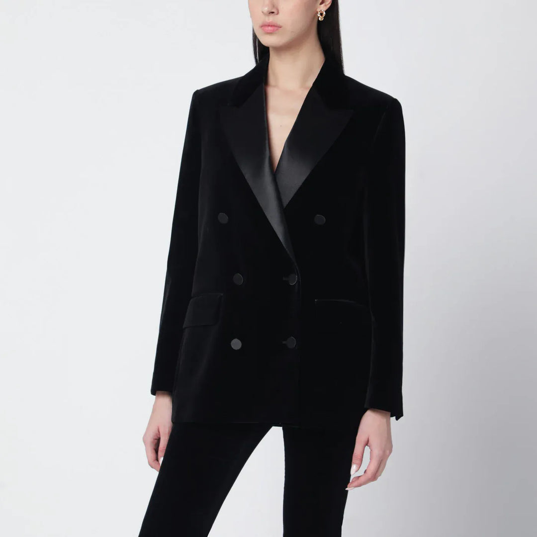 Golden Goose - Black velvet jacket with satin lapels Brand Coats &amp; Jackets 38  IT