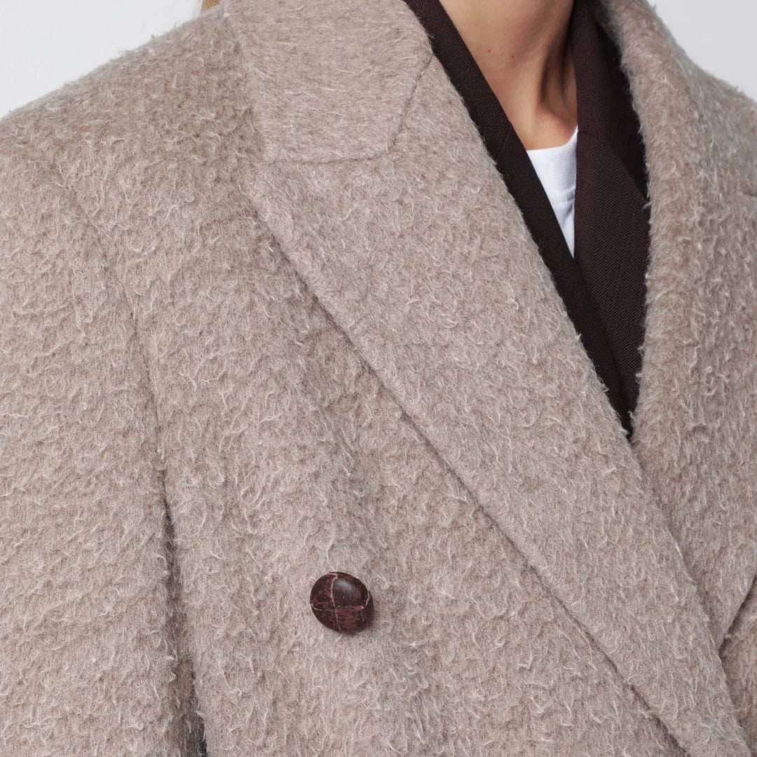 Golden Goose - Greige wool-blend belted coat Brand Coats &amp; Jackets 42  IT