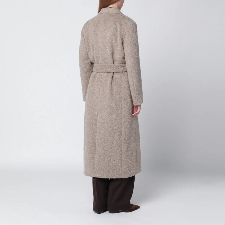 Golden Goose - Greige wool-blend belted coat Brand Coats &amp; Jackets 42  IT