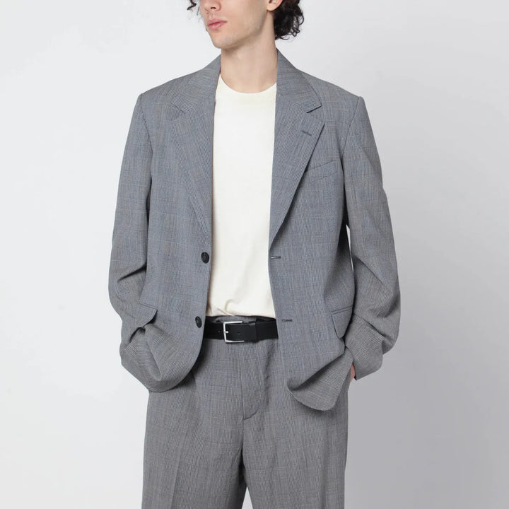 Golden Goose - Grey single-breasted Prince of Wales jacket Brand Coats &amp; Jackets 48 IT