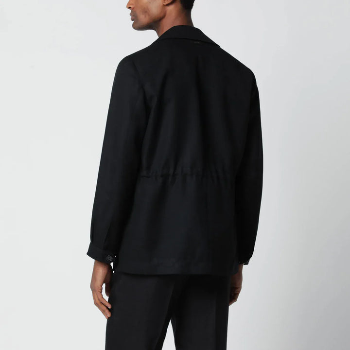 Lardini - Black viscose and silk-blend jacket Brand Coats &amp; Jackets