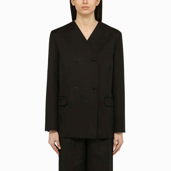 Coats &amp; Jackets L LouLou De Saison - Black double-breasted jacket in cotton and linen Brand