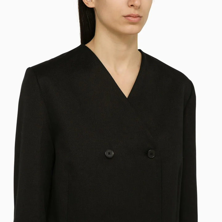 LouLou De Saison - Black double-breasted jacket in cotton and linen Brand Coats &amp; Jackets L