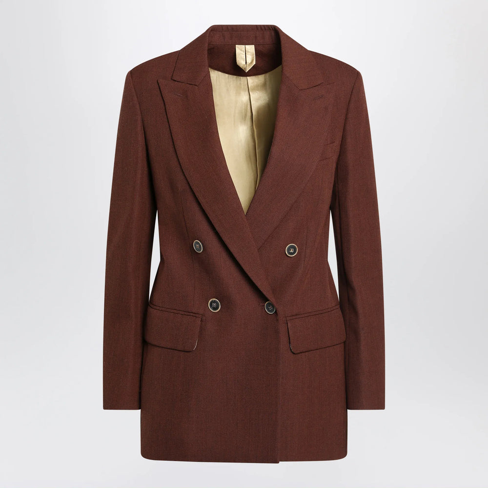 Max Mara - Earth-tone jacket in wool grain de poudre Brand Coats & Jackets 38  IT