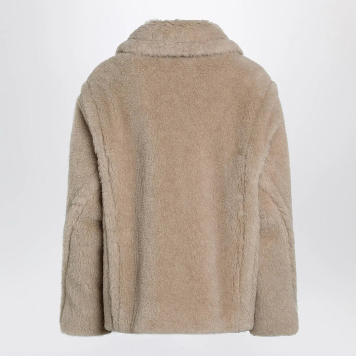 Max Mara - Light beige alpaca and wool teddy cropped coat Brand Coats &amp; Jackets
