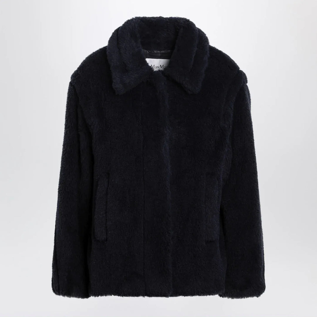 Max Mara - Navy faux-fur coat Brand Coats &amp; Jackets 40  IT
