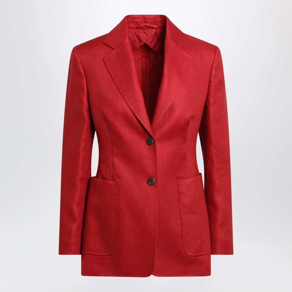 Max Mara - Semi-fitted single-breasted blazer in red linen Brand Coats & Jackets 38  IT