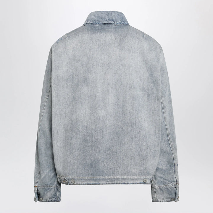 MM6 Maison Margiela - Washed Blue Zip-Up Denim Jacket Brand Coats &amp; Jackets