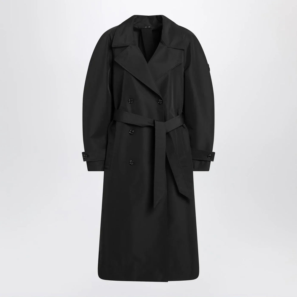 Moncler X Edward Enninful - Black double-breasted trench coat with belt Brand Coats & Jackets 0