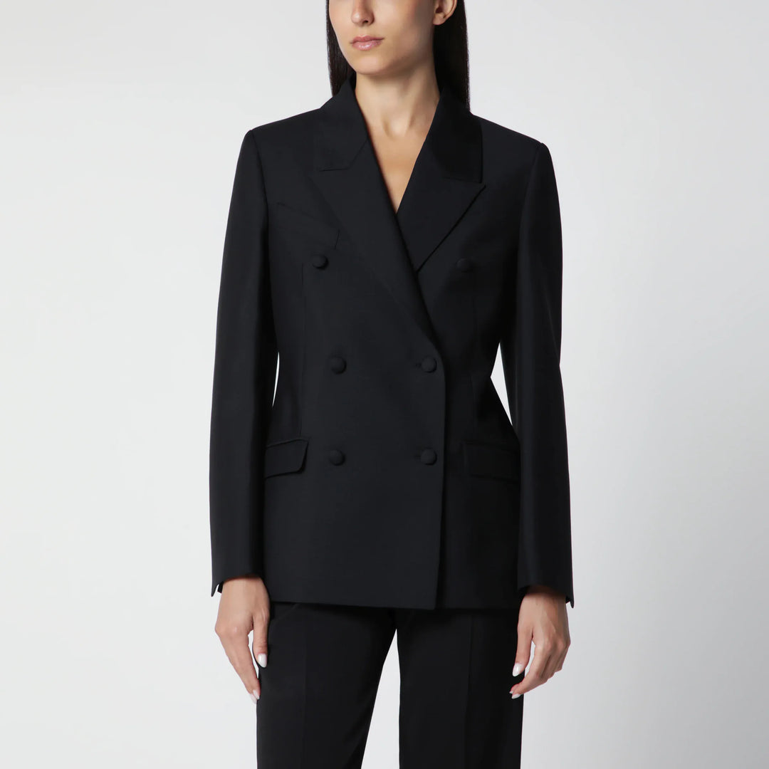 Róhe - Black Double-Breasted Wool-Blend Jacket Brand Coats &amp; Jackets 38  FR
