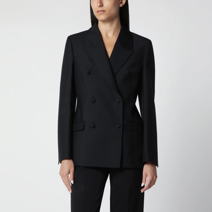 Róhe - Black Double-Breasted Wool-Blend Jacket Brand Coats &amp; Jackets 38  FR