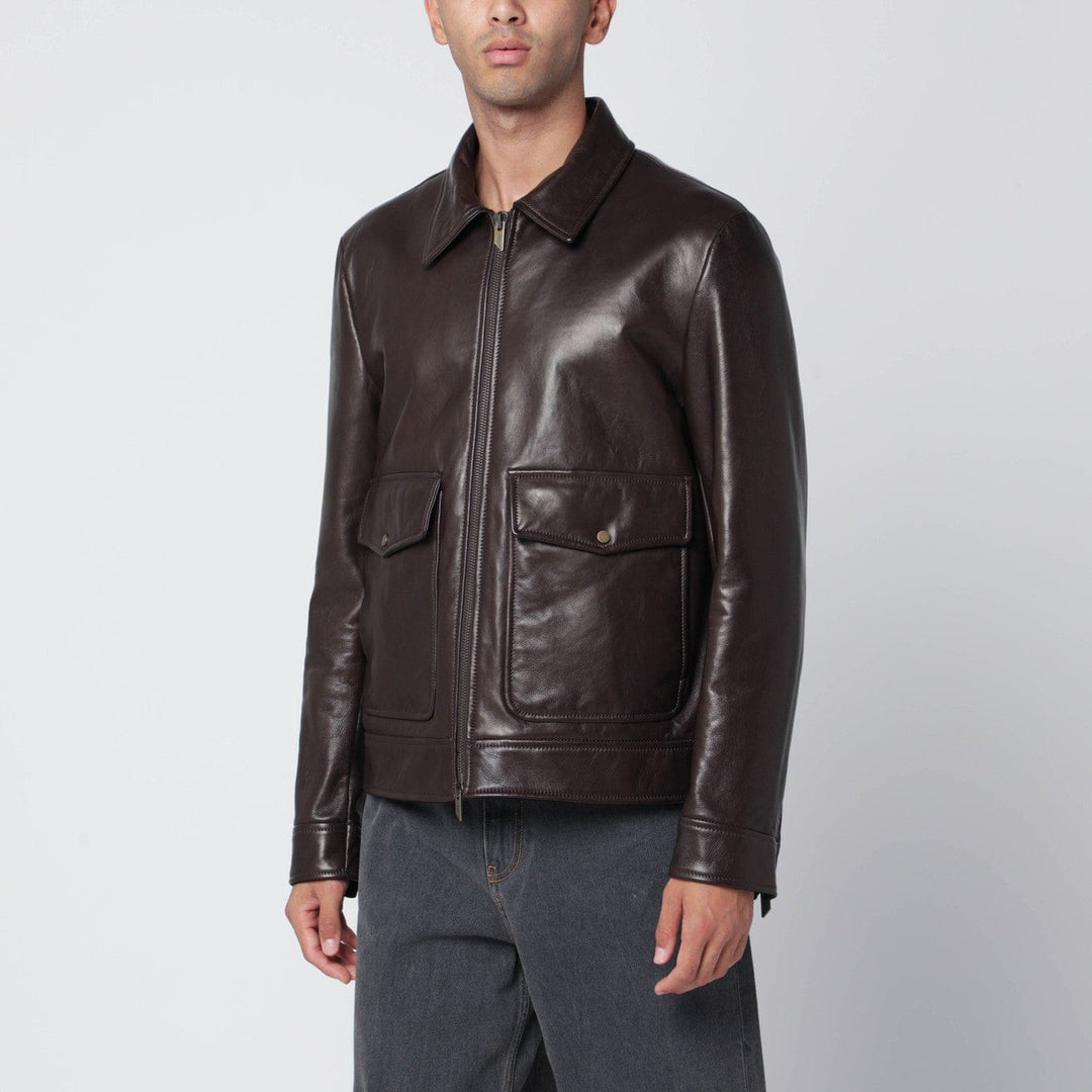 Coats &amp; Jackets Salvatore Santoro - Brown leather zip jacket Brand
