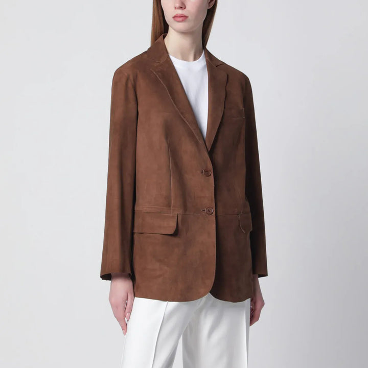 Salvatore Santoro - Brown suede single-breasted jacket Brand Coats &amp; Jackets 42  IT