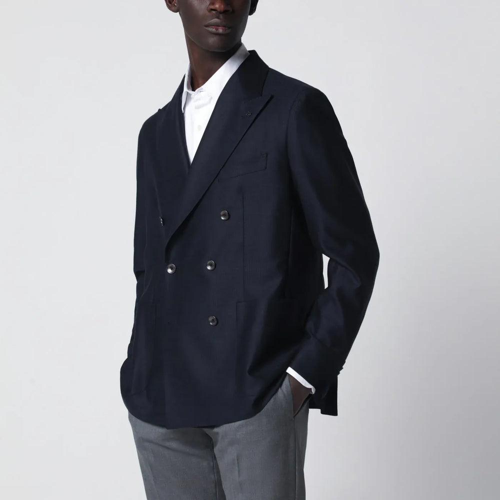 Tagliatore - Blue wool double-breasted jacket Brand Coats & Jackets 52 IT