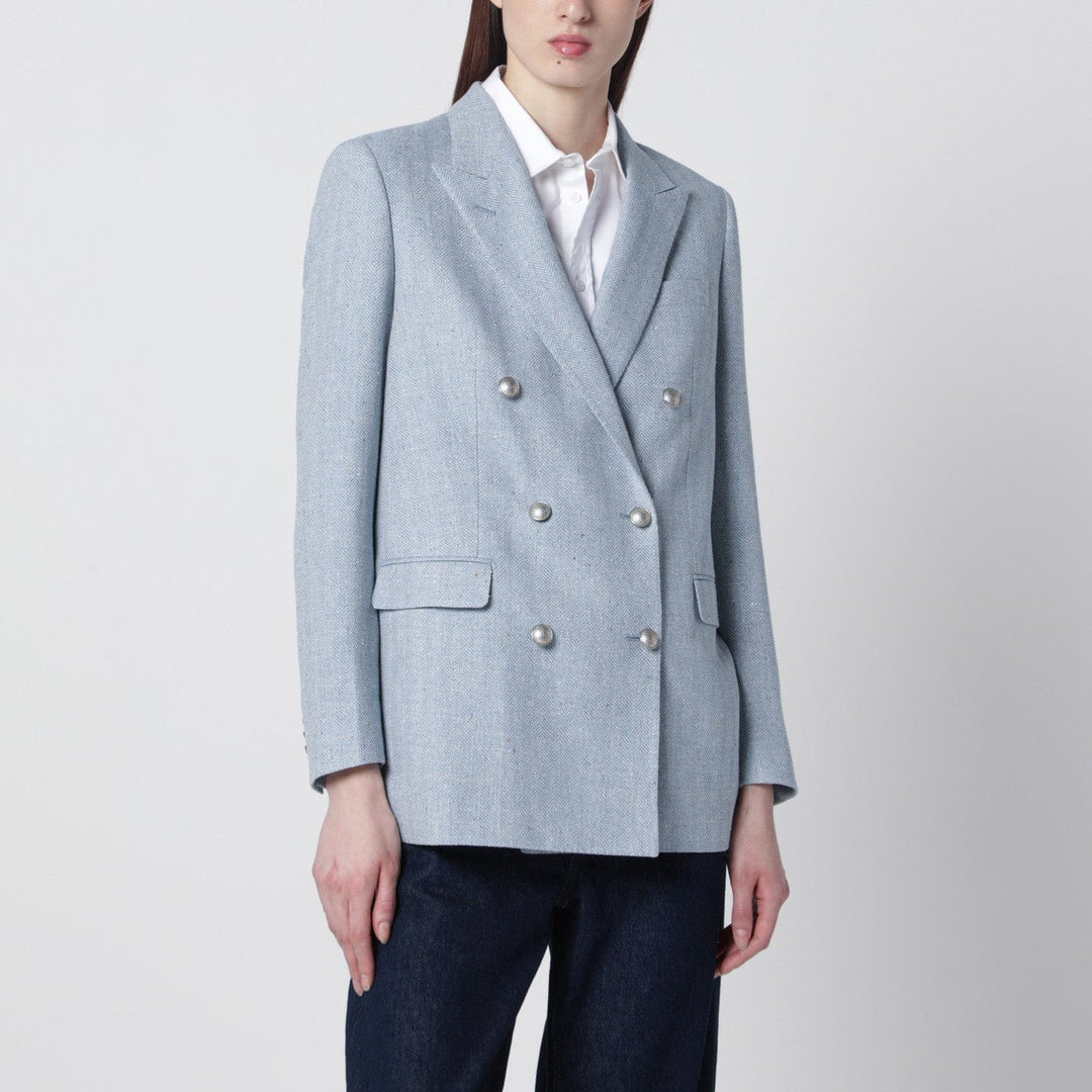 Coats &amp; Jackets Tagliatore - Light blue double-breasted cotton-blend jacket Brand