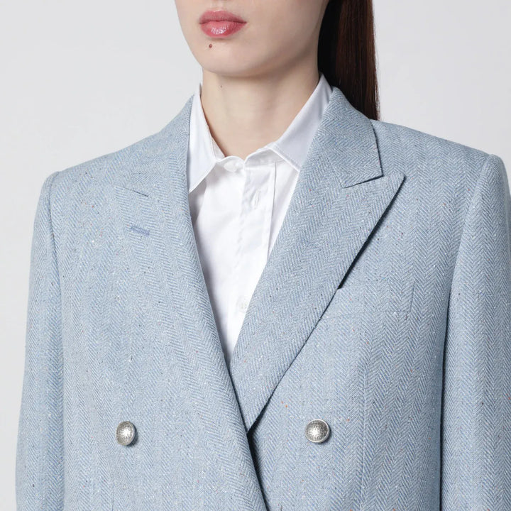 Tagliatore - Light blue double-breasted cotton-blend jacket Brand Coats &amp; Jackets