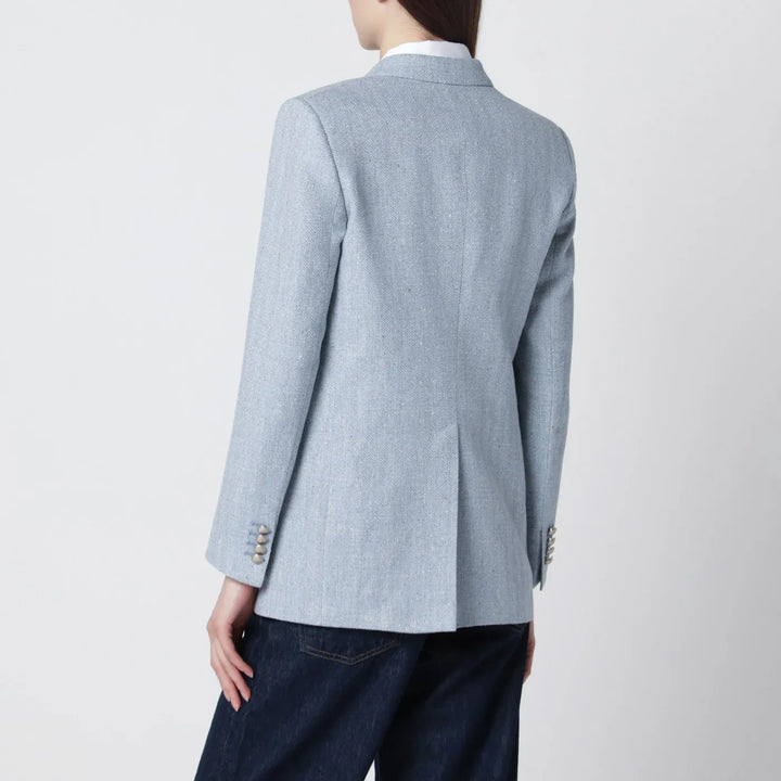 Tagliatore - Light blue double-breasted cotton-blend jacket Brand Coats &amp; Jackets