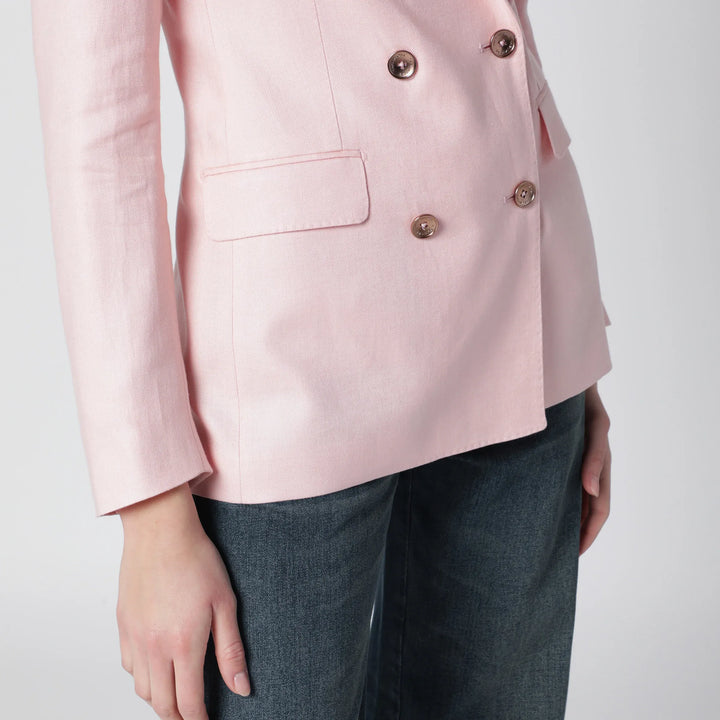 Tagliatore - Pink double-breasted linen jacket Brand Coats &amp; Jackets