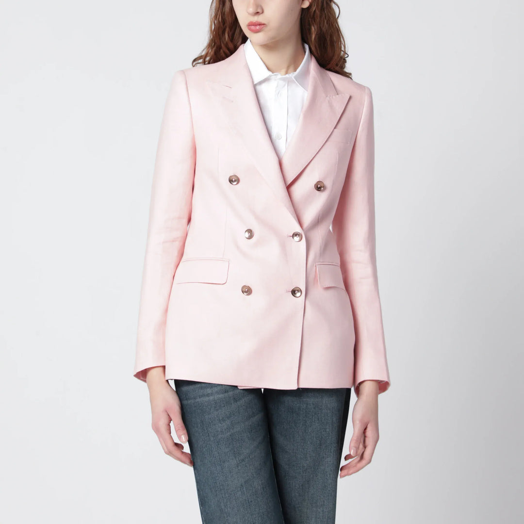 Tagliatore - Pink double-breasted linen jacket Brand Coats &amp; Jackets 38  IT