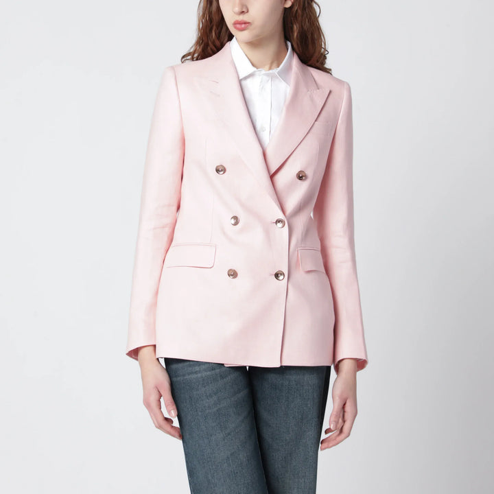 Tagliatore - Pink double-breasted linen jacket Brand Coats &amp; Jackets 38  IT