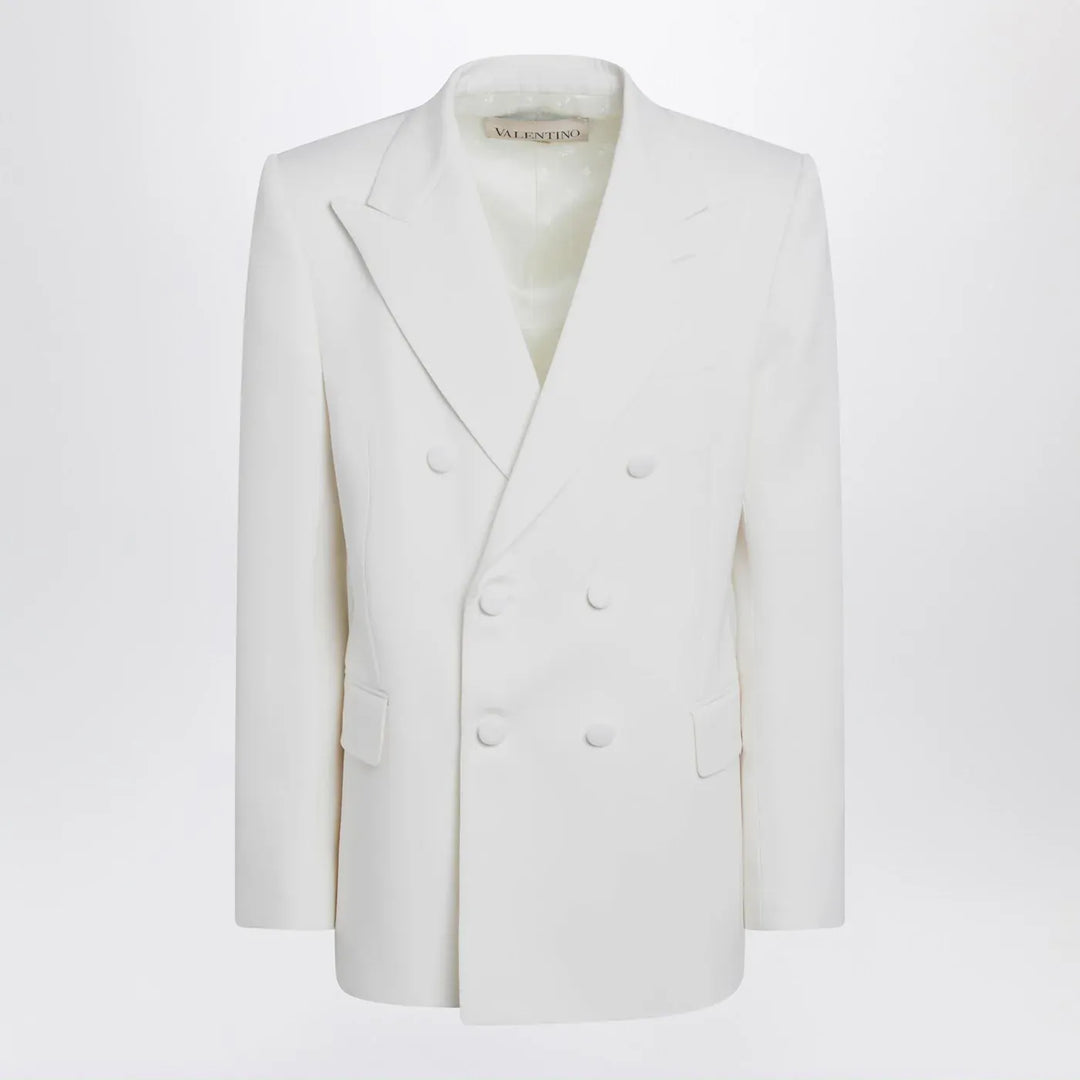 Valentino - Milk-colored double-breasted jacket in wool Brand Coats &amp; Jackets 50 IT