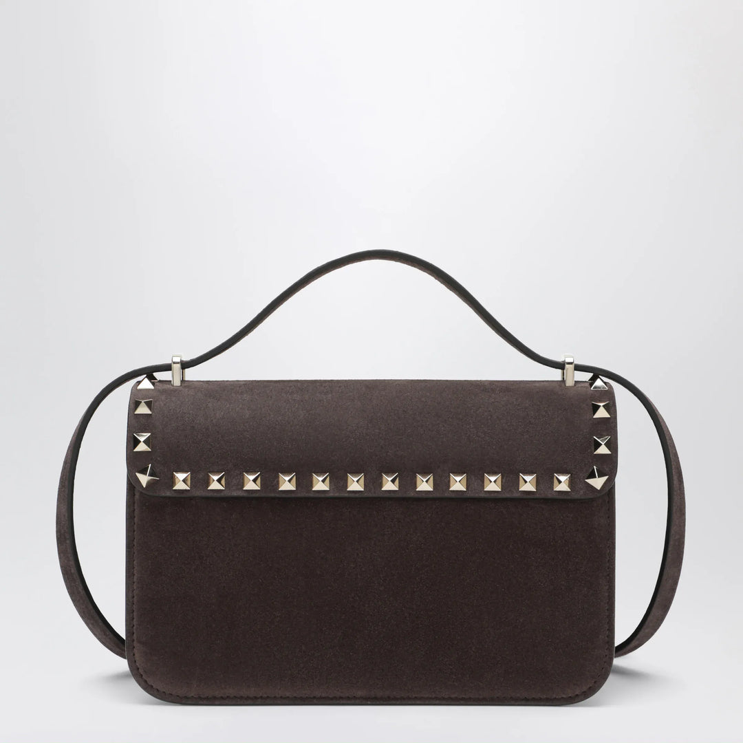 Valentino Garavani - Small Rockstud crossbody bag in ebony brown suede Brand Crossbody Bag U