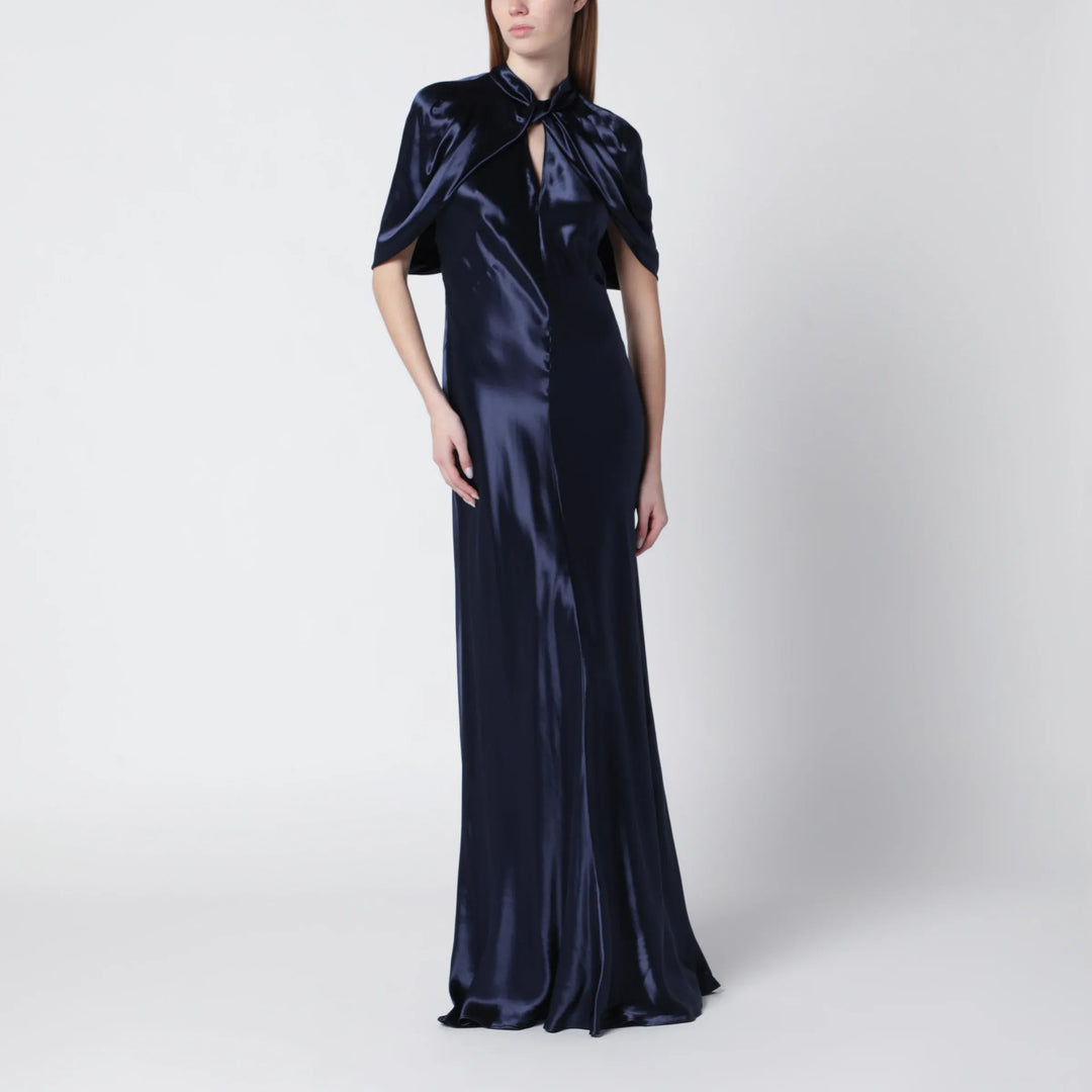 Alberta Ferretti - Long blue dress in shiny satin Brand Dresses 46  IT