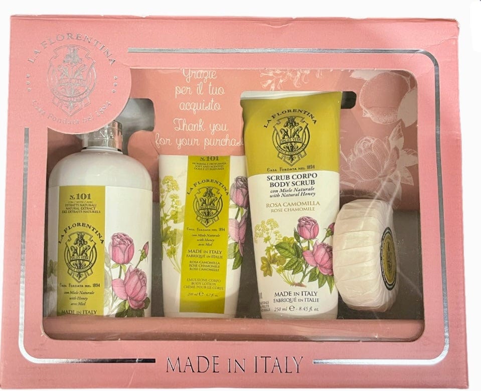 La Florentina Gift Set La Florentina Rose & Camomille Gift Set Hand Wash - Body Lotion - Body Scrub - Soap Brand