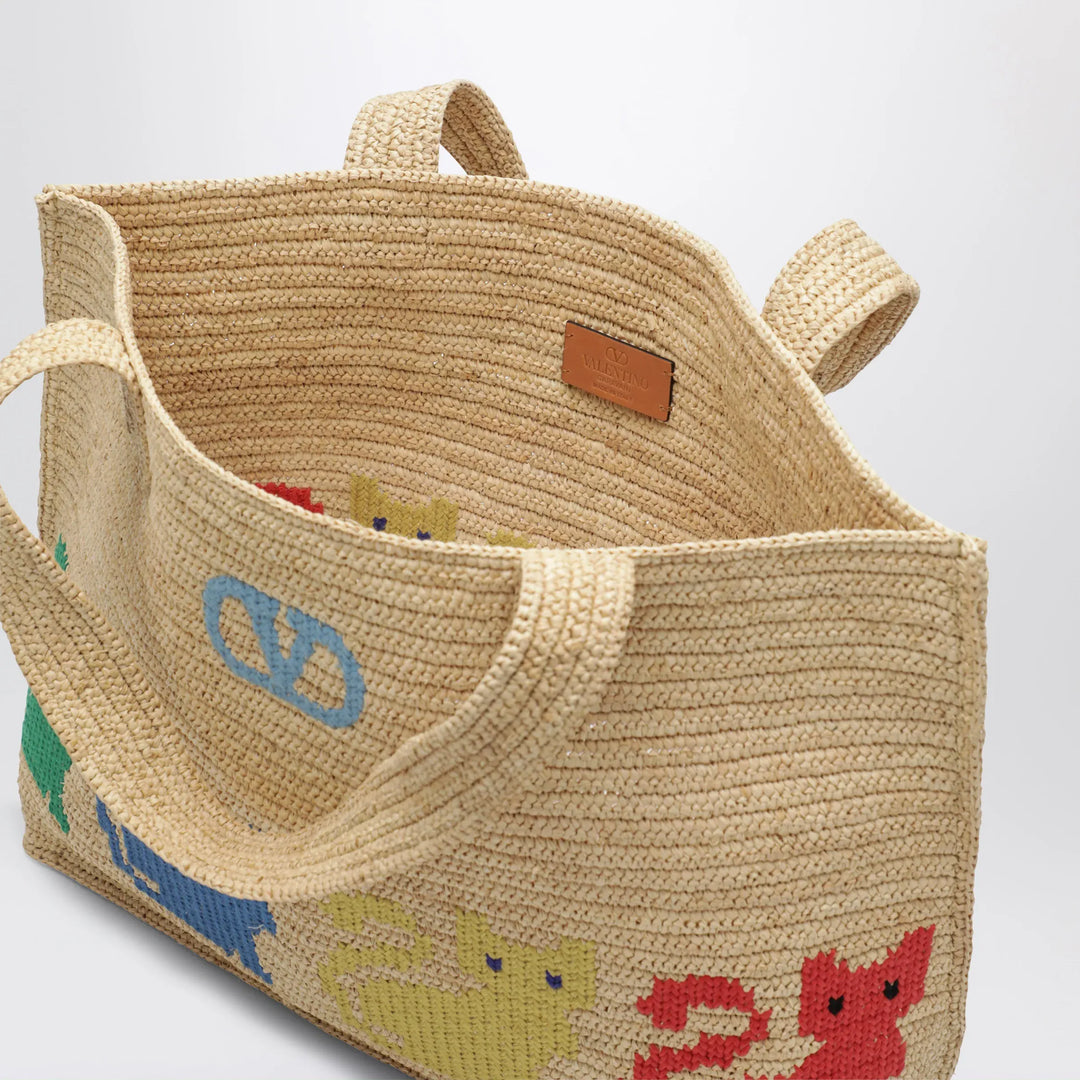 Valentino Garavani - Large Raffiachat shopping bag in raffia Brand Hats TU