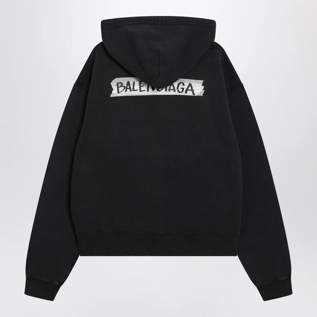 Balenciaga - Black washed Masking Tape oversize hoodie Brand Hoodie