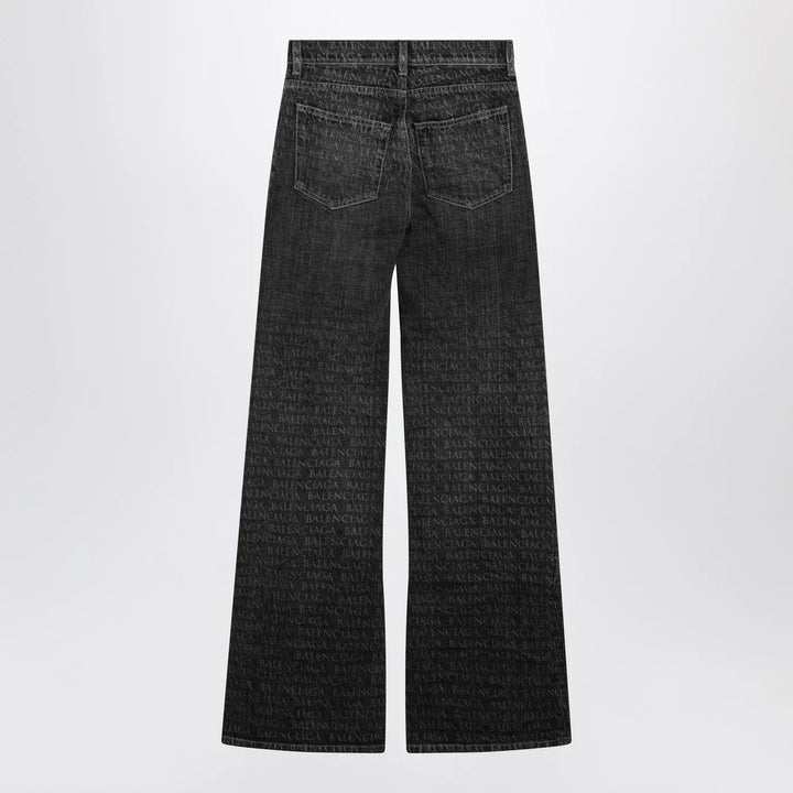 Balenciaga - Black washed jeans with jacquard logos Brand Jeans