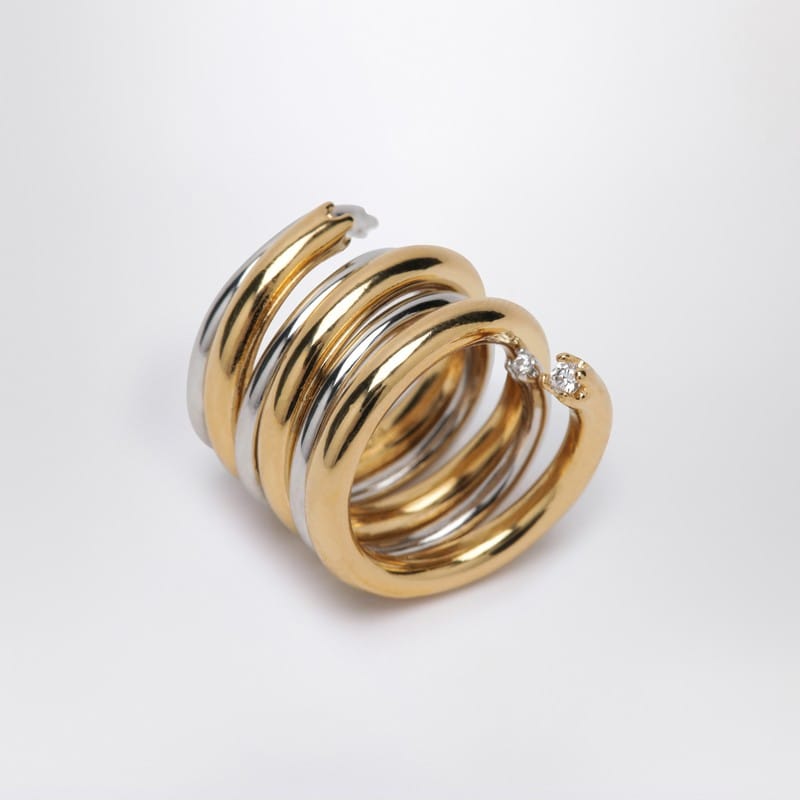 Jewelry Panconesi - Spiral ring in gold and silver tone - S Brand