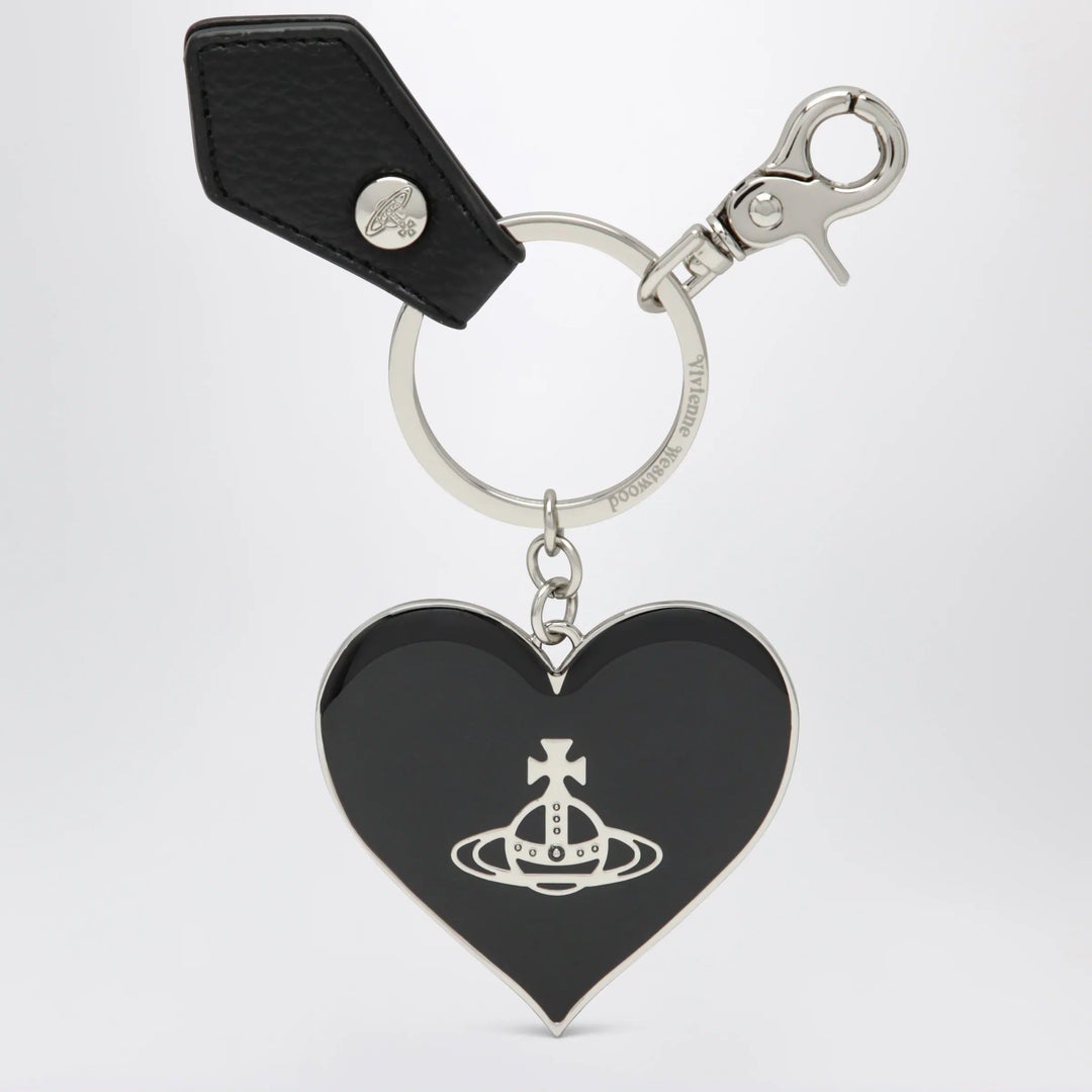 Vivienne Westwood - Mirror Heart Orb heart keyring in iron, black Brand Jewelry U