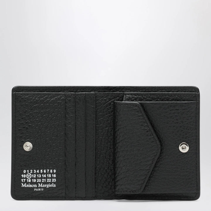 Maison Margiela - Four Stitches compact grained leather card holder in black Brand U