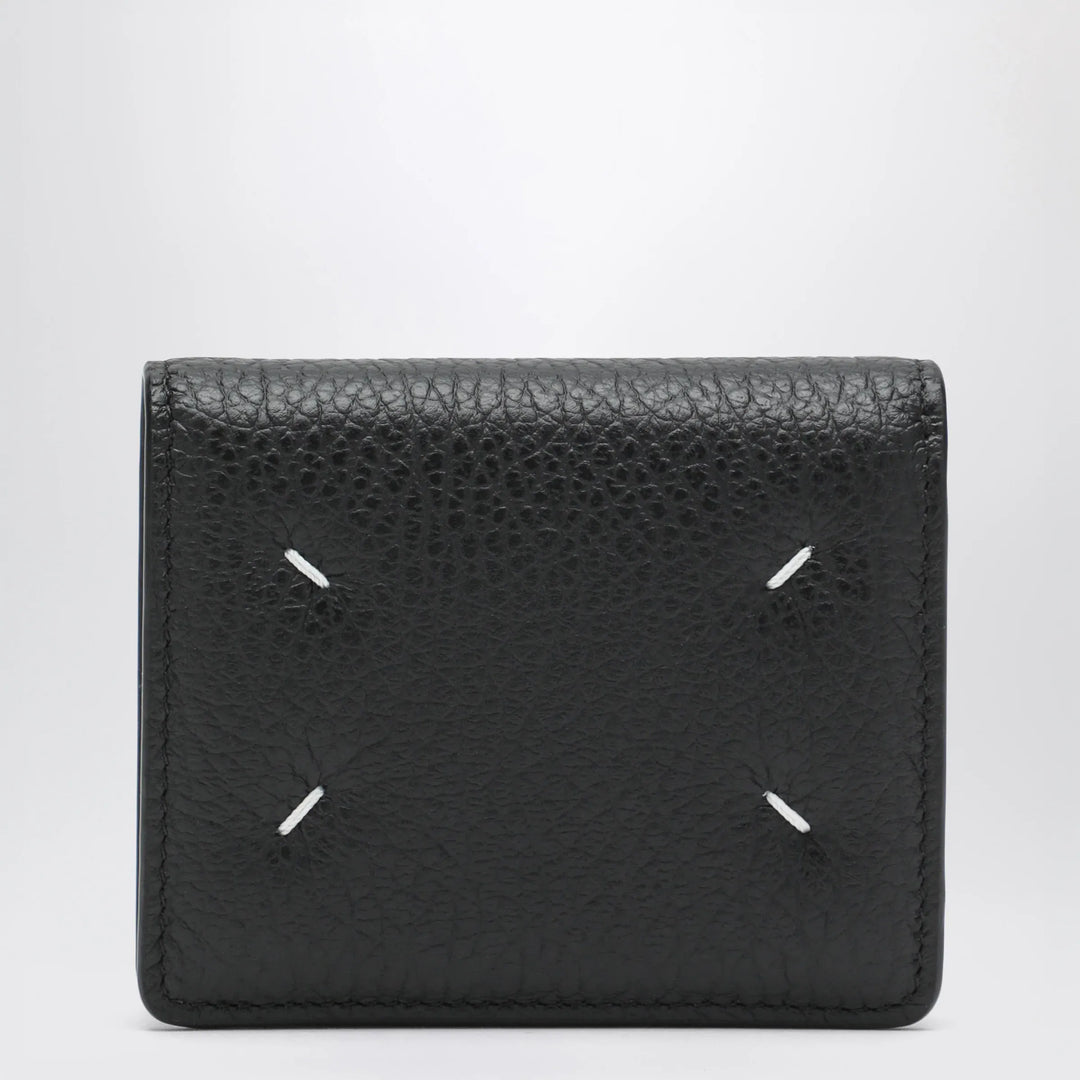 Maison Margiela - Four Stitches compact grained leather card holder in black Brand U