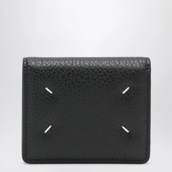 Maison Margiela - Four Stitches compact grained leather card holder in black Brand U