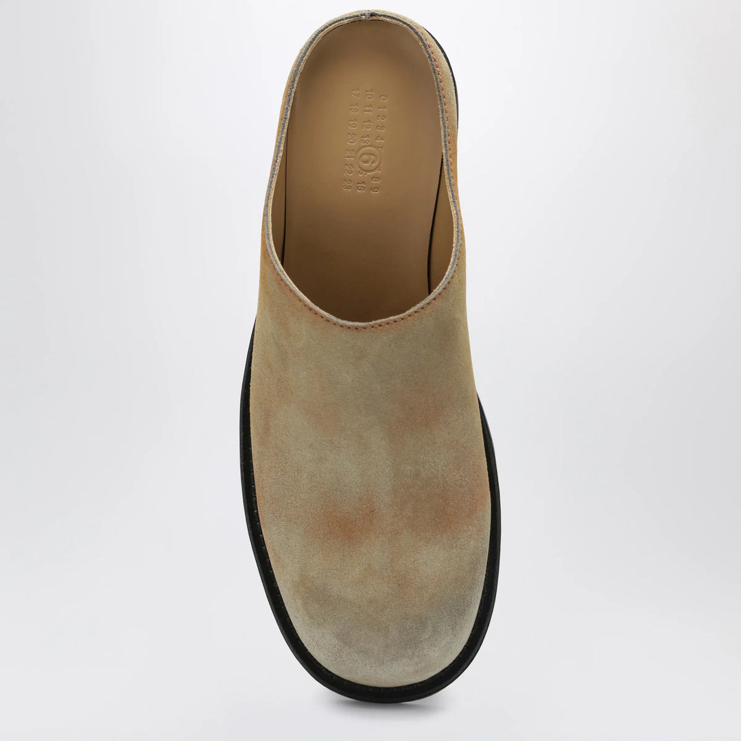 MM6 Maison Margiela - Biker Mules in Beige Washed Suede Brand