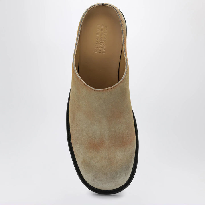 MM6 Maison Margiela - Biker Mules in Beige Washed Suede Brand