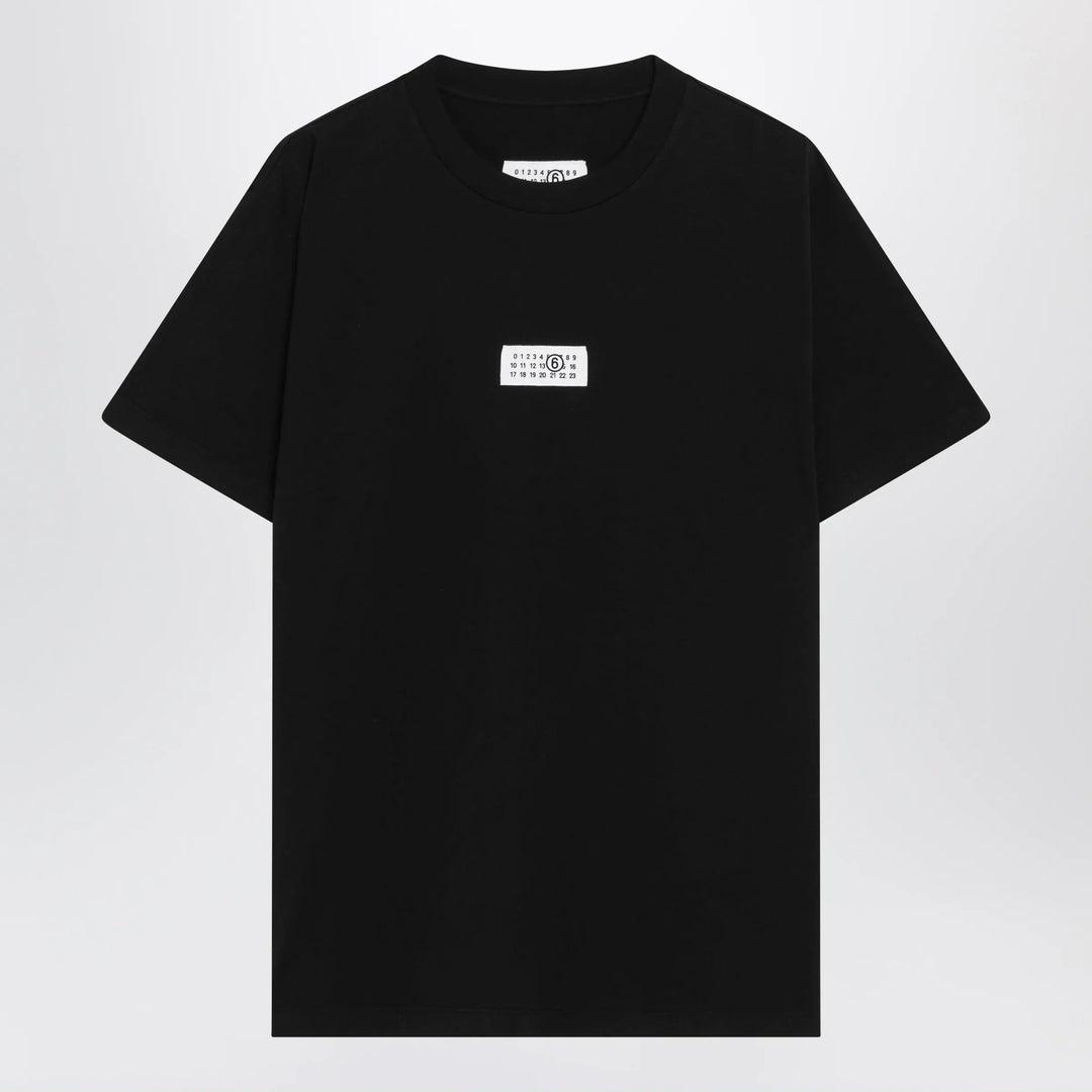 MM6 Maison Margiela - Black cotton jersey T-shirt with logo patch Brand XS