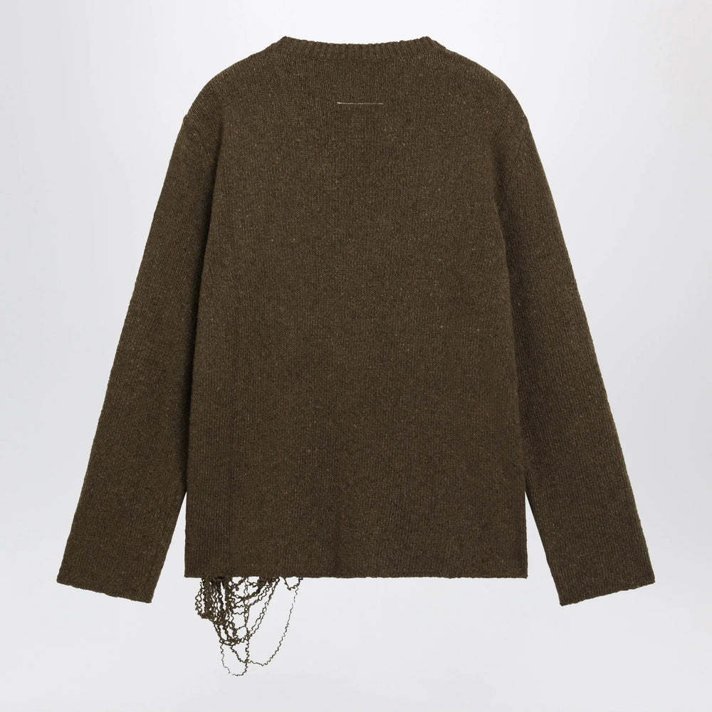 MM6 Maison Margiela - Crew-neck sweater in khaki/black wool blend Brand