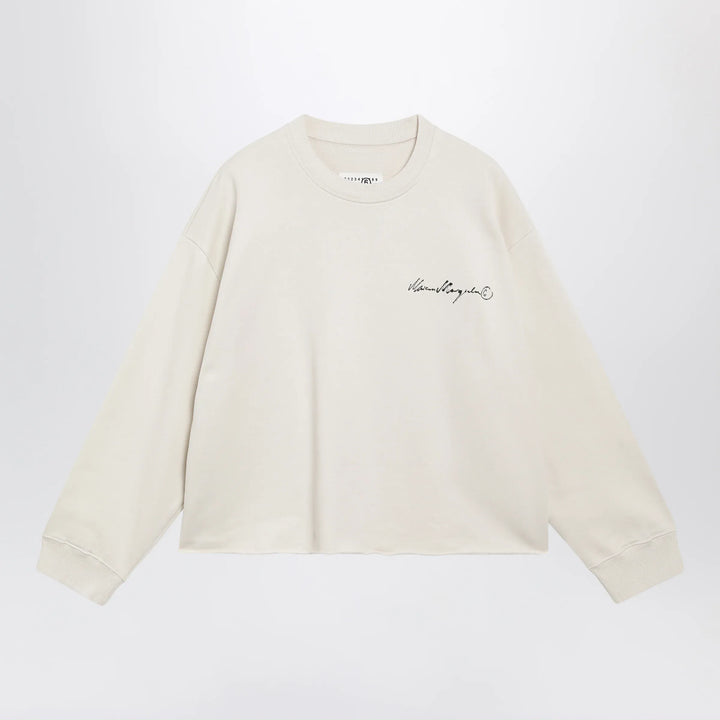 MM6 Maison Margiela - Écru fleece sweatshirt with logo print Brand S