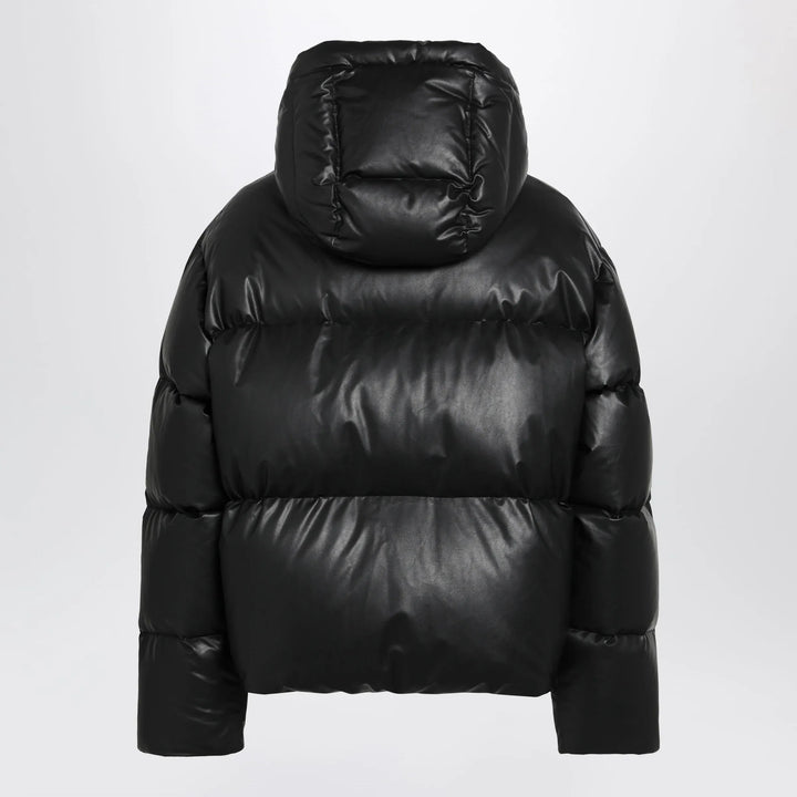 MM6 Maison Margiela - Hooded down jacket in glossy leather black Brand