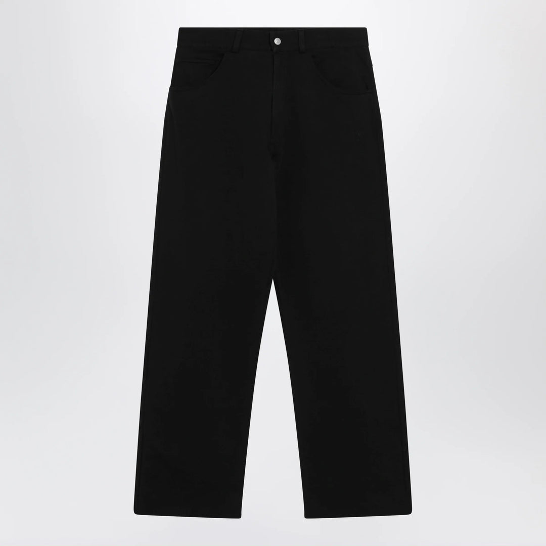 MM6 Maison Margiela - Wide-leg cotton trousers with embroidered logo, black Brand S