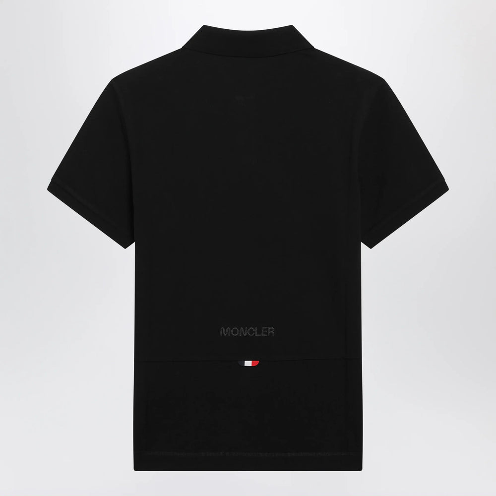 Moncler - Black cotton piqué polo shirt with logo patch Brand