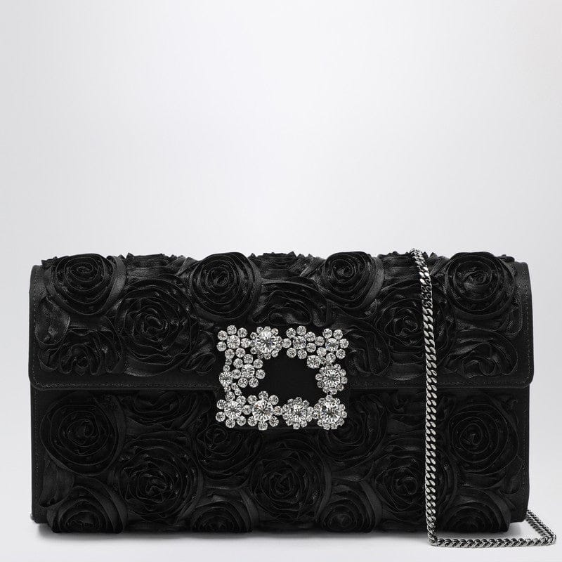 #N/A ROGER VIVIER - Black Flower clutch bag Efflorescence - One size Brand