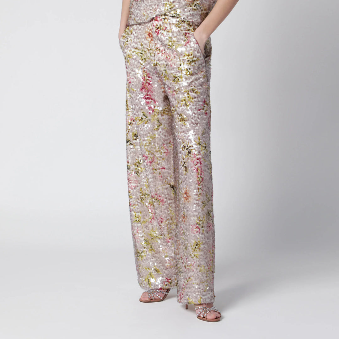 Alberta Ferretti - Sequin trousers with floral pattern Brand Pants