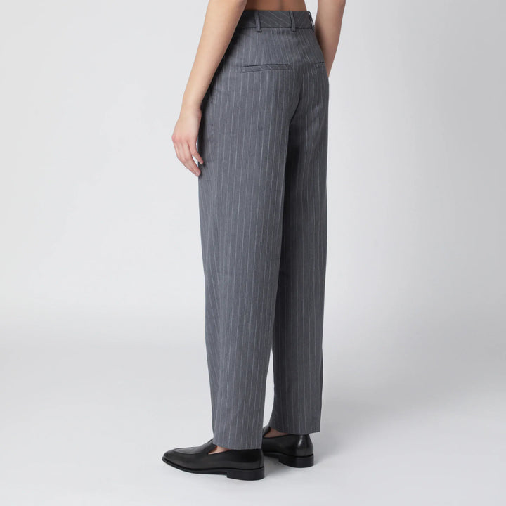 ANINE BING - Trent cropped trousers in light grey fabric Brand Pants