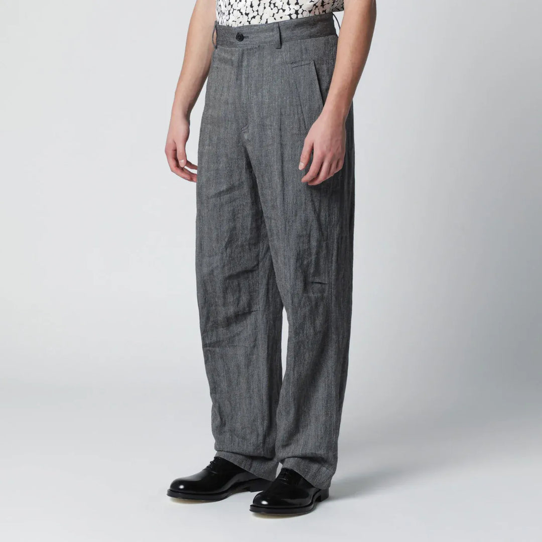 Dries Van Noten - Black herringbone trousers Brand Pants