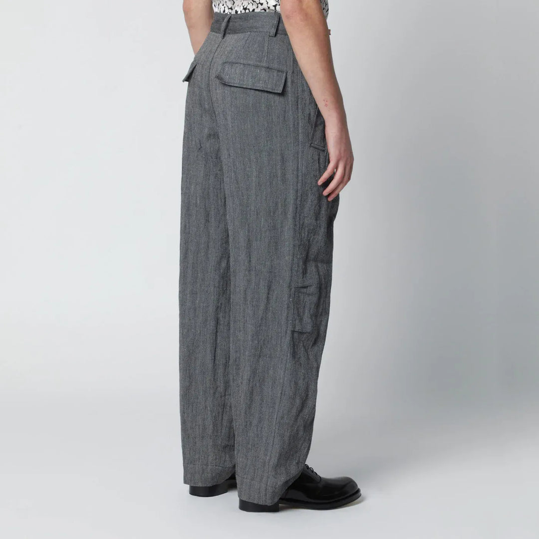 Dries Van Noten - Black herringbone trousers Brand Pants