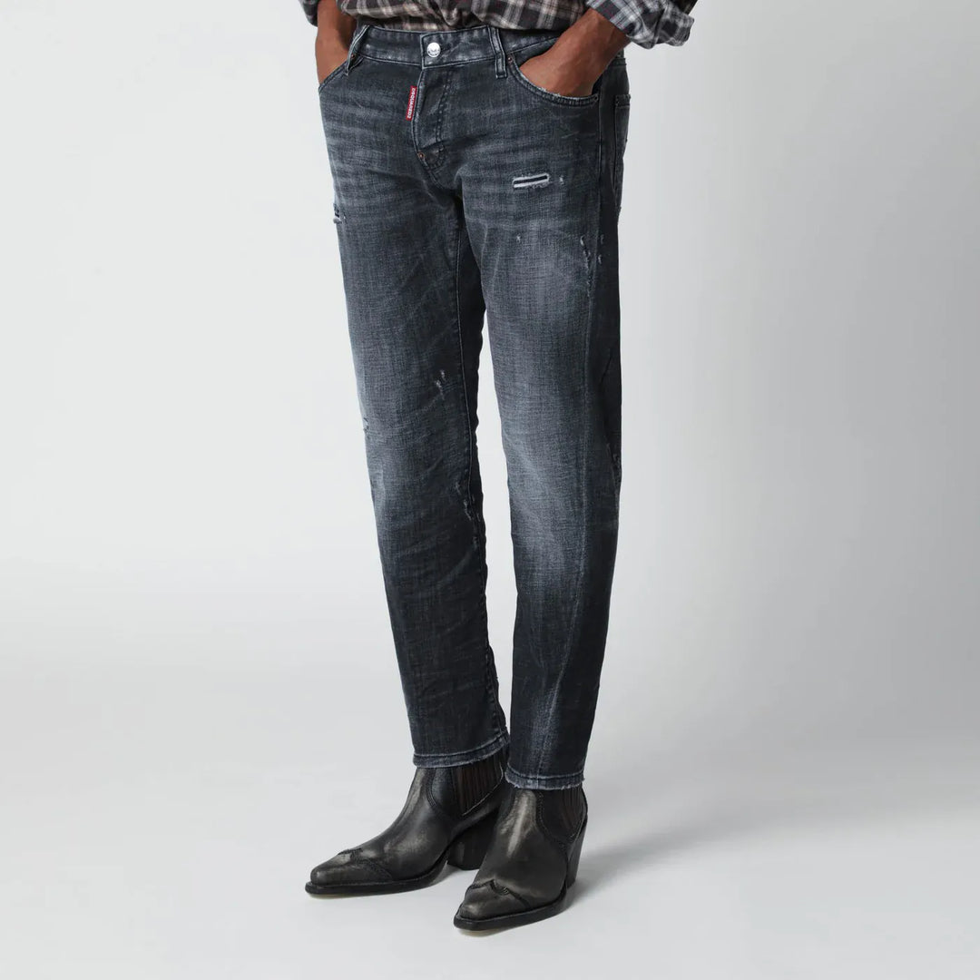 Dsquared2 - Slim black washed jeans with distressed details Brand Pants